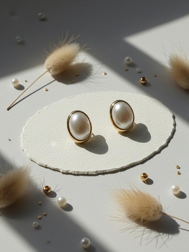 [AE0166] ARETES ENCHAPE OVALADO PERLA BLC-DRD