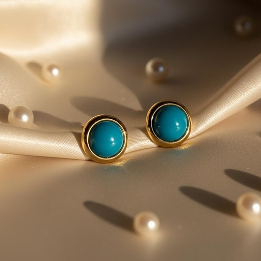 [AE0216] ARETES ENCHAPE TURQUEZA PEQUE