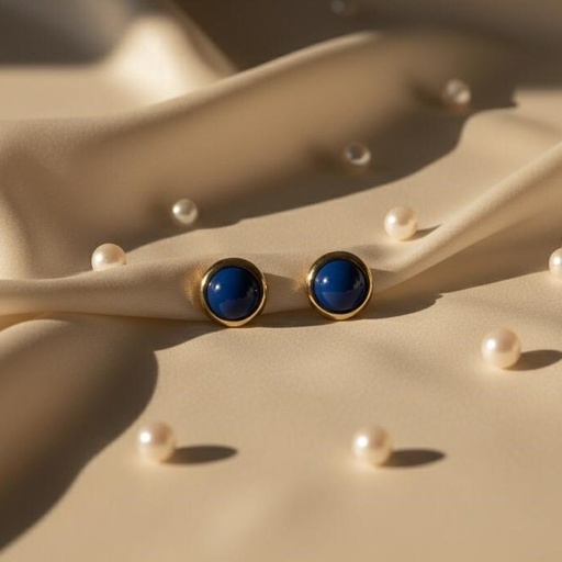 [AE0218] ARETES ENCHAPE AZUL-DRD PEQUE