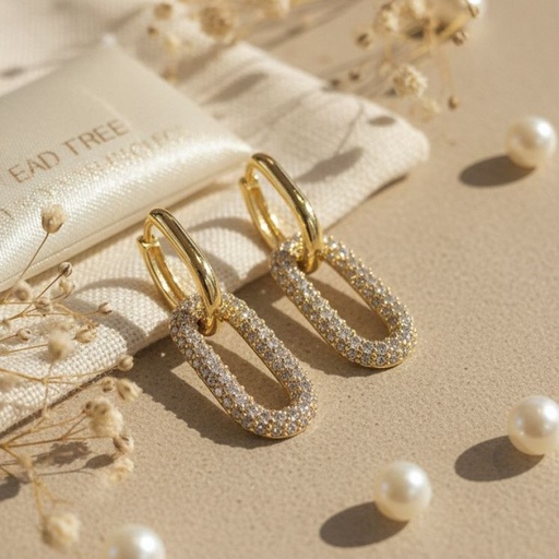 [AE0234] ARETES ENCHAPE RECTANGULAR BRILLA