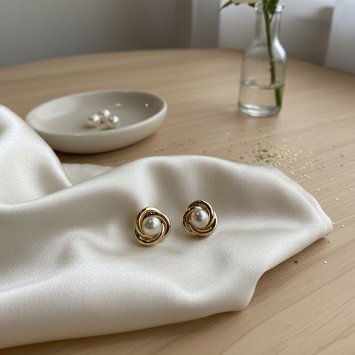 [AE0243] ARETES ENCHAPE PERLA-DRD