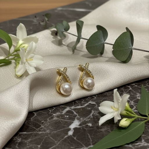 [AE0261] ARETES ENCHAPE PECES DRD-PERLAS