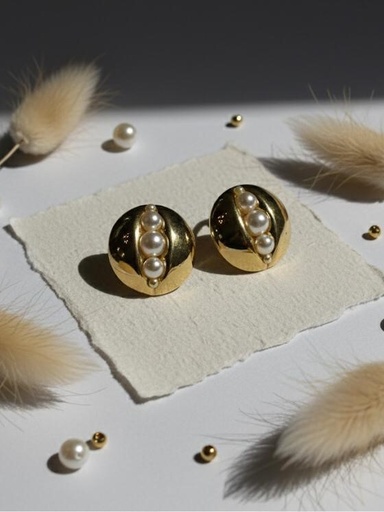 [AE0284] ARETES ENCHAPE DORADO PERLAS