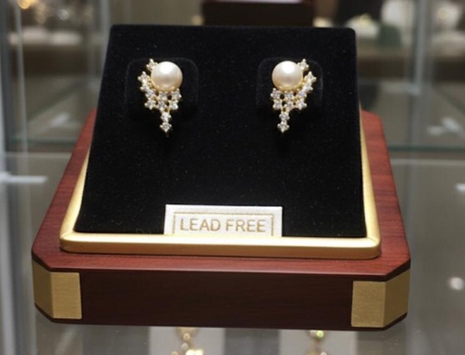 [AE0286] ARETES ENCHAPE PERLA BRILLANTE