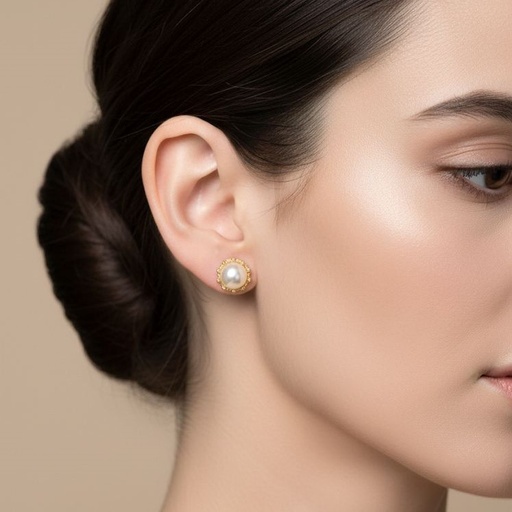 [AE0289] ARETES ENCHAPE CORONA DRD PERLA