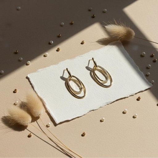 [AE0298] ARETES ENCHAPE OVALDO DOBLE DRD BRILLANT