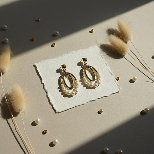 [AE0305] ARETES ENCHAPE OVALDO PERLAS DOBLE