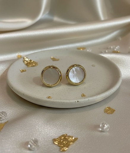 [AE0307] ARETES ENCHAPE DRD PERLA REDONDO