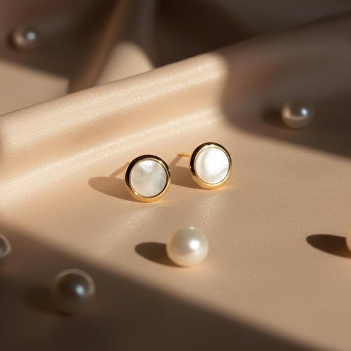 [AE0311] ARETES ENCHAPE DRD CONCHA NACAR REDONDO