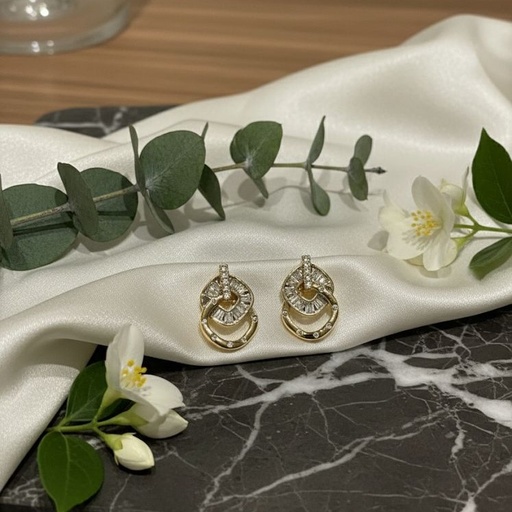 [AE0313] ARETES ENCHAPE DORADO BRILLANTE REDONDO