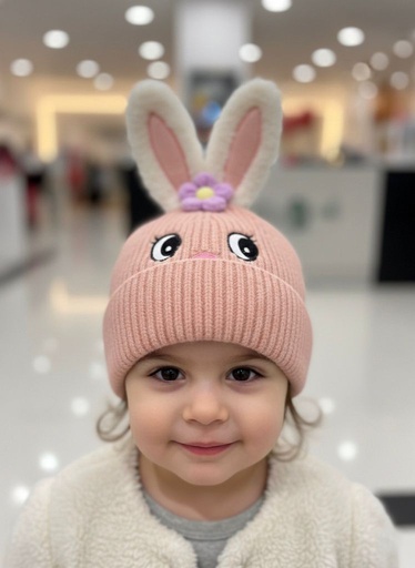 [K019390] GORRO NIÑA ROSA C/OREJAS CONEJO