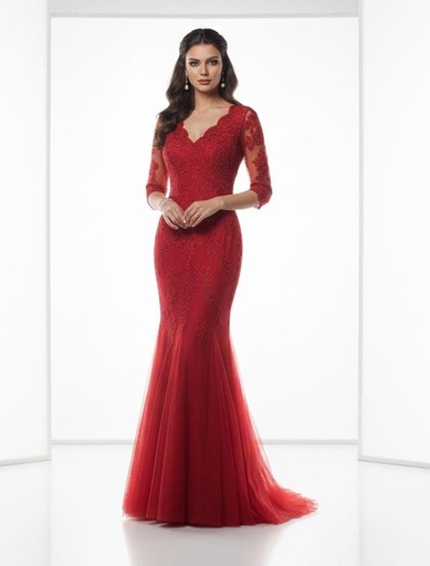 MARSONI VESTIDO ROJO LENTEJUELA M162
