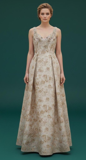 [MD1E201398] AIDAN MATTOX VESTIDO MUJER BEIGE-DRD FLR