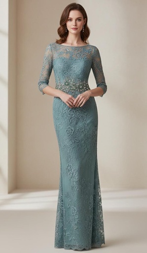 [MV1127] LA COLORS VESTIDO VERDE FLR LENTEJUELA