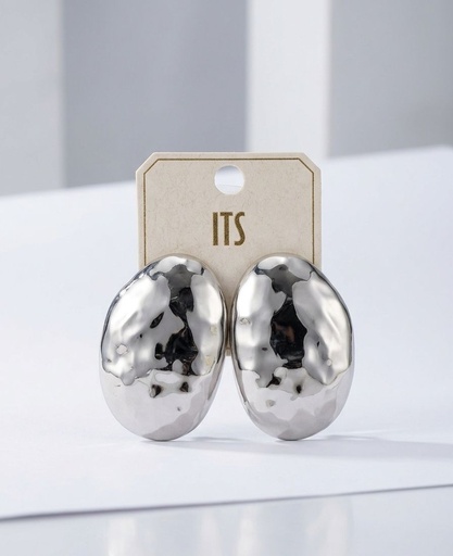 [ZZ11562P] ITS ARETES PLATEADO OVALADO GRANDE