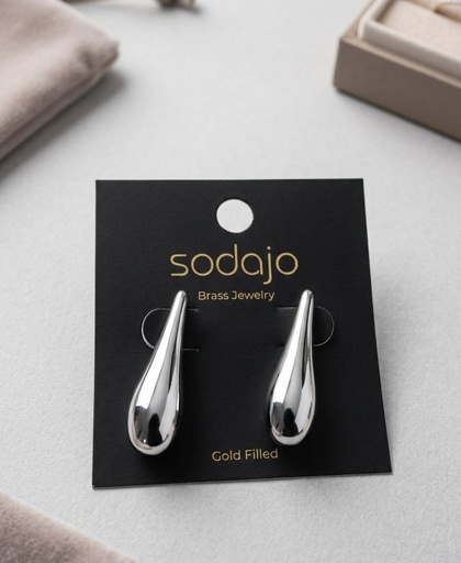 [ZZ219153] SADAJO ARETES GOTAS PLATEADO