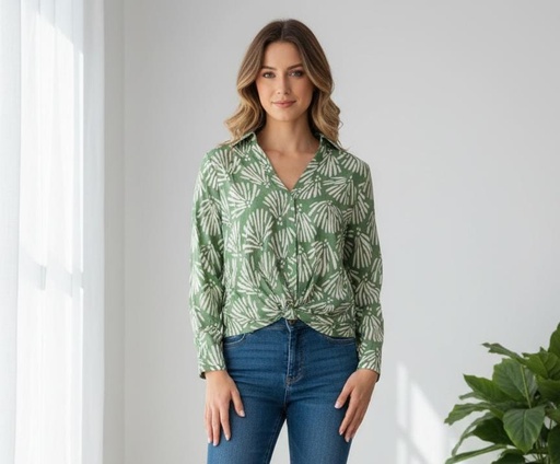 MICHEL BLUSA VERDE-BLC FLRS ZZ43761V