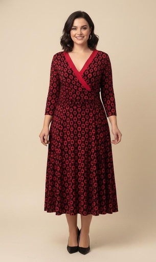 [056816] SANDRA DARREN VESTIDO MUJER NEGRO-ROJO