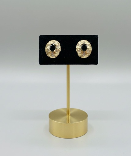 [AE0387] ARETES ENCHAPE DRD-NEGRO BRILLA.OVALDO