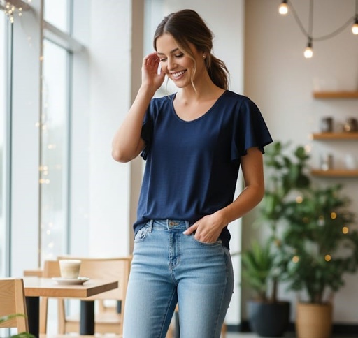 [0202MK] NAUTICA BLUSA MUJER AZUL MARINO
