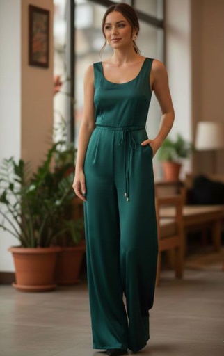 [RA9370H] ZZ AAKAA JUMPSUIT VERDE SATINADO MUJER