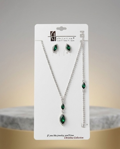 [S19374] CHRISTINA COLLAR-ARETES-PUL.PLATEAD.VERD