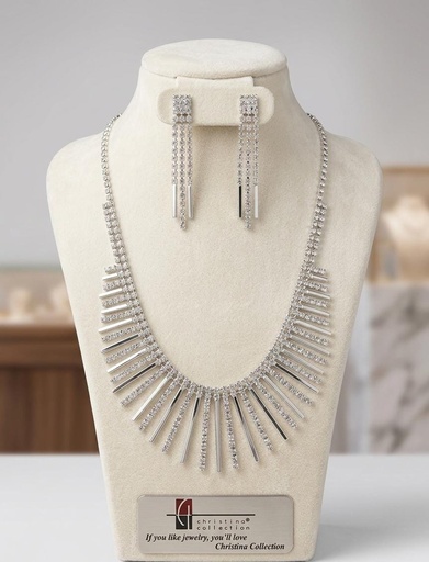 [S7784] CHRISTINA COLLAR-ARETES PLATEADO