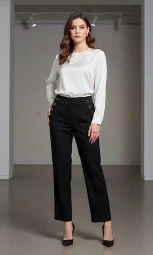 ZAC&RACHEL PANTALON NEGRO BOTONES MA81HS93WN