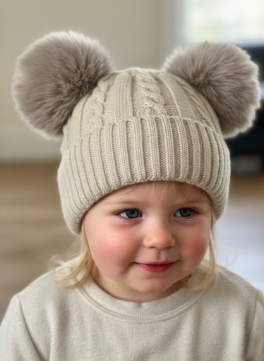 [K0115] GORROS BEIGE C/OREJAS NIÑ@S