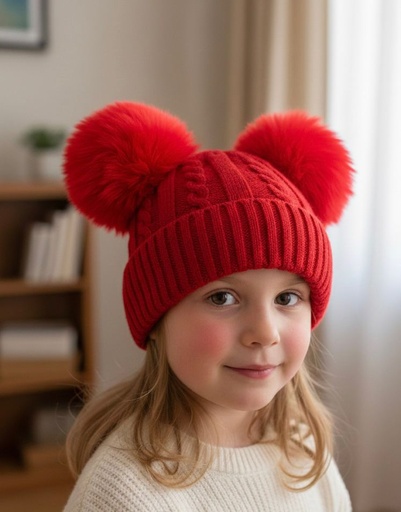 [K0114] GORROS ROJO NIÑ@S C/OREJAS