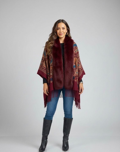 [S1112] PONCHO ESTAMPADO COLORES