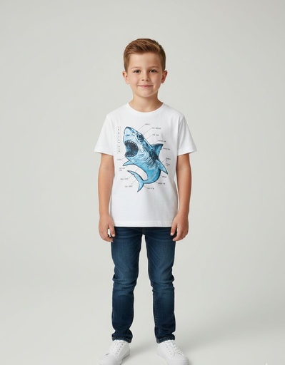 OLD NAVY CAMISETA NIÑO BLANCO TIBURON