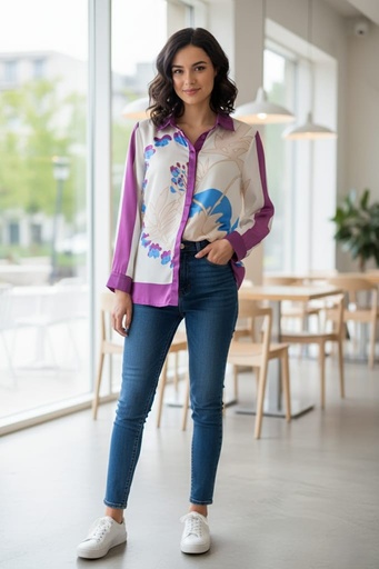 LAURA V BLUSA MORADO-BLANCO FLRS MUJER LAQ0009M