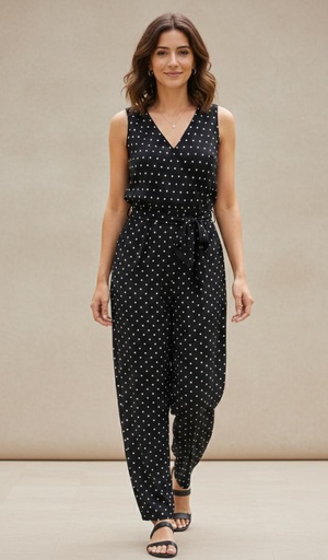 [9915BC] TACERA JUMPSUIT NEGRO PUNTOS 9915BC