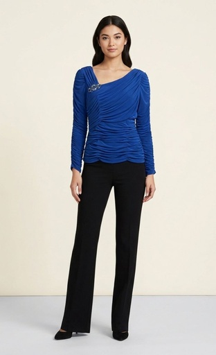 [031859210] ADRIANNA PAPELL BLUSA AZUL ELECTRICO