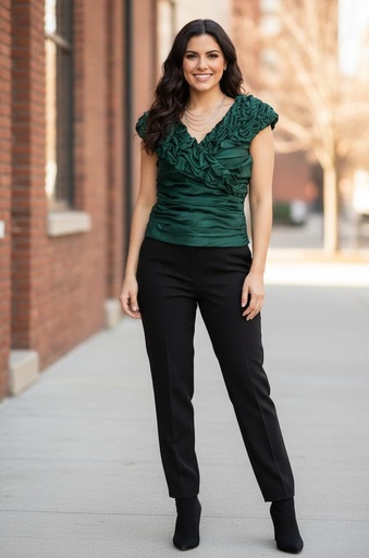 [86592] CACHET BLUSA VERDE FLORES 86592