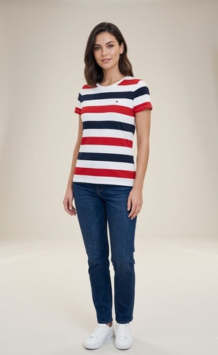 TOMMY CAMISETA BLANCO-RJ-AZUL M MUJER XW04733B