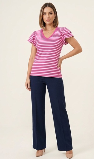 [091312143899] ANNE KLEIN CAMISETA ROSA-BLC MUJER