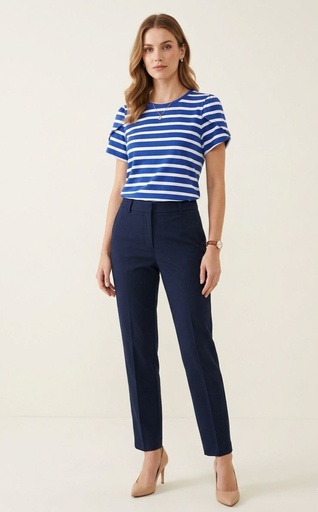 [091312144599] ANNE KLEIN CAMISETA AZUL-BLANCO