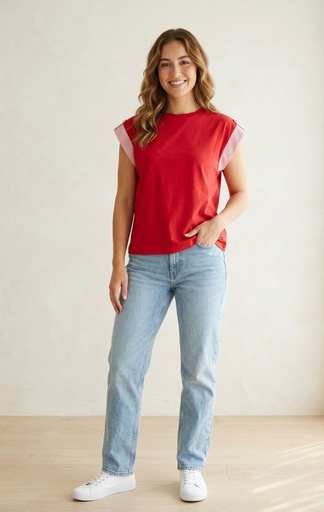 [196701001788] TOMMY CAMISETA ROJO RAYAS