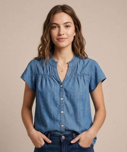 HOPE&HARLOW BLUSA AZUL JEANS HT8132CG4