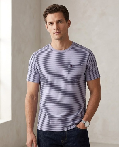 TOMMY CAMISETA LILA RAYAS AZUL XM07551M