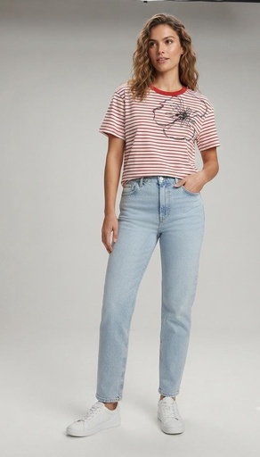 TOMMY CAMISETA C/R CREMA RYS ROJO XW08302